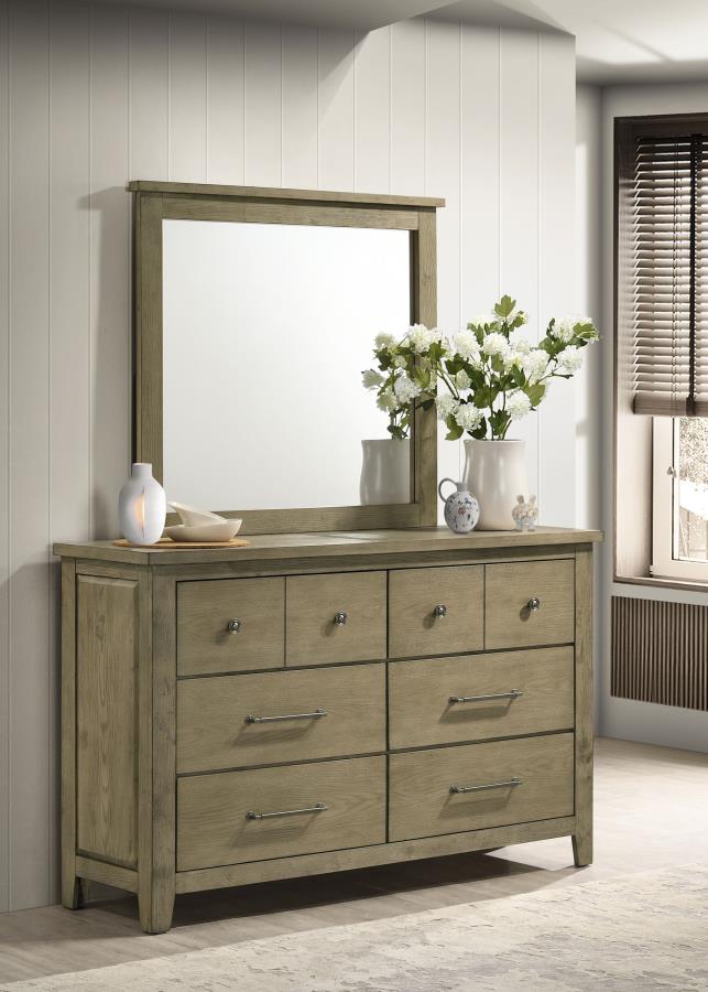 Hazlewood 6-drawer Bedroom Dresser with Mirror Vineyard Oak - 207533M