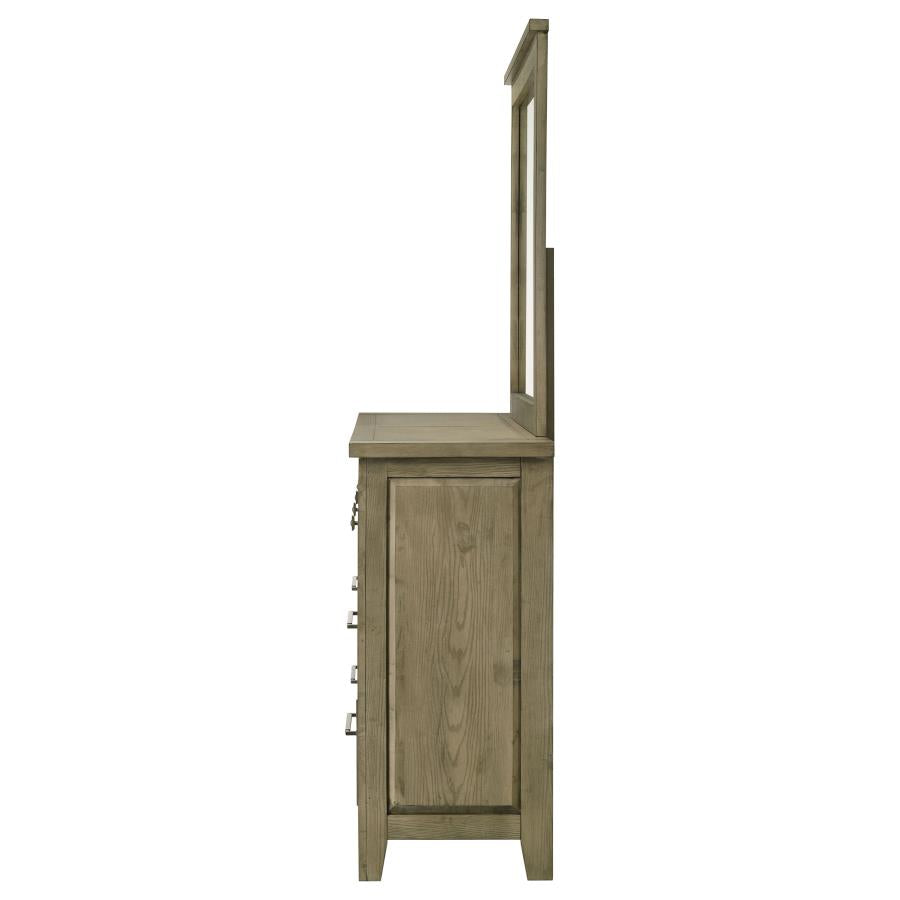 Hazlewood 6-drawer Bedroom Dresser with Mirror Vineyard Oak - 207533M