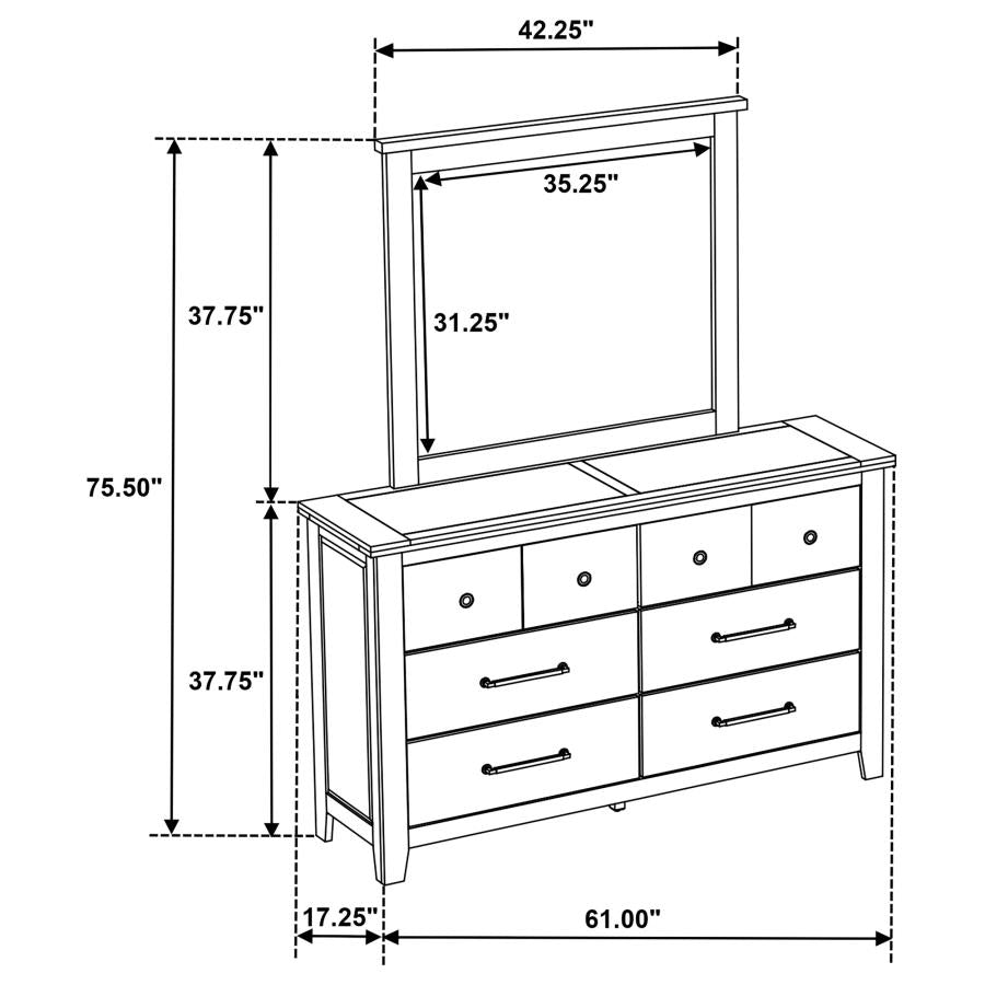 Hazlewood 6-drawer Bedroom Dresser with Mirror Vineyard Oak - 207533M