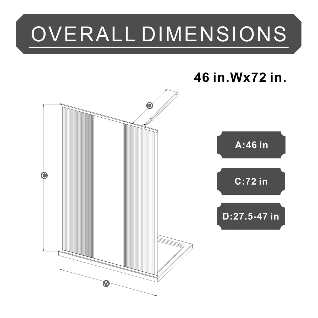 Shower Door With Center Mirror And Fluted Panels
