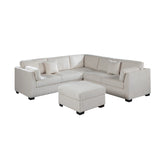 Contemporary L - Sectional Sofa Set With Ottoman And Pillows