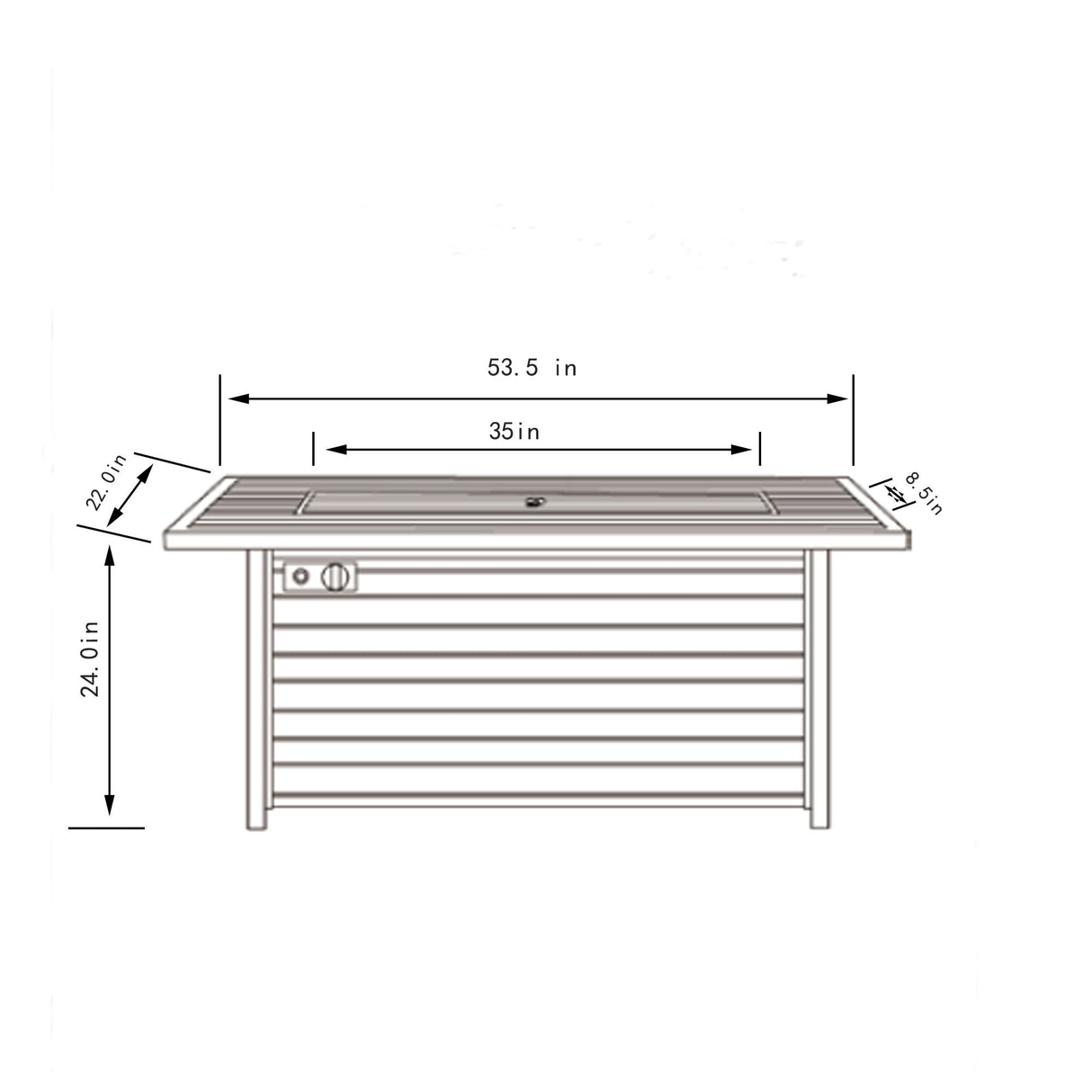 Propane Gas Fire Pit Table, 50000 Btu, Rectangular For Outside - Light Beige