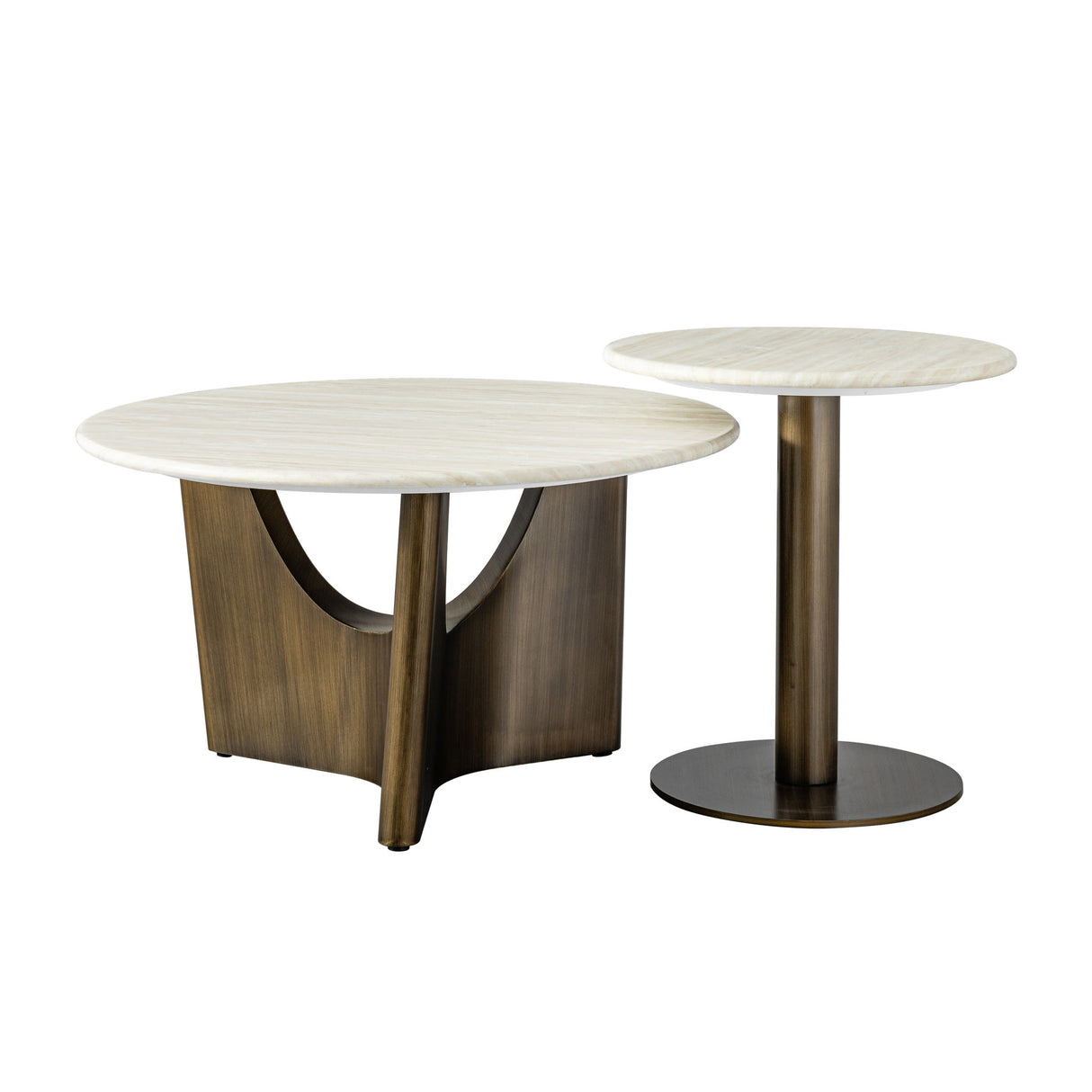 Nesting Coffee Table Set - Antique Bronze / Beige
