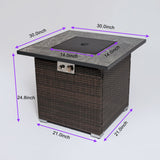Outdoor Propane Gas Fire Pit Table With Lid With Glass Rocks And Rain Cover - Espresso