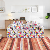 Pop Graffiti Printed Convertible Sleeper Sofa Bed, Foldable Multi Functional Couch For Living Room - White