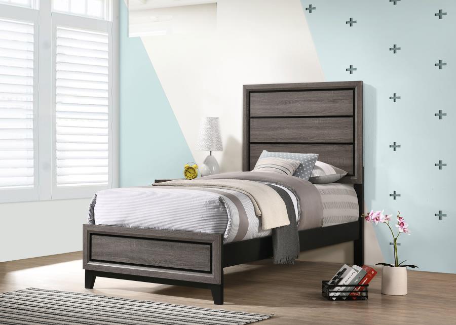 Watson Wood Twin Panel Bed Grey Oak - 212421T