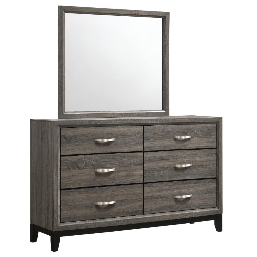 Watson 6-drawer Dresser with Mirror Grey Oak - 212423M