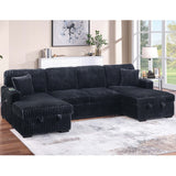 Convertible Sectional Upholstered Sleeper Sofa With Storage Chaise
