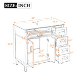 Bathroom Vanity With Ceramic Sink, Soft-Close Doors, 4 Storage Drawers - Blue