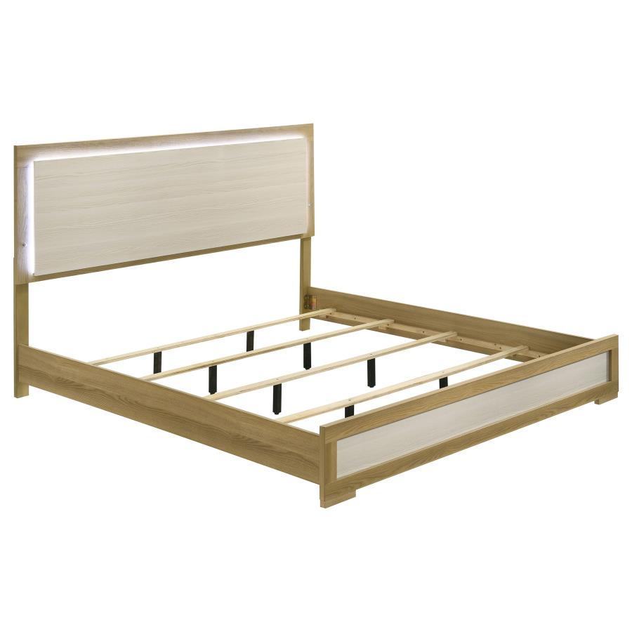 Hyland Eastern King Panel Bed LED Headboard Natural - 215651KE