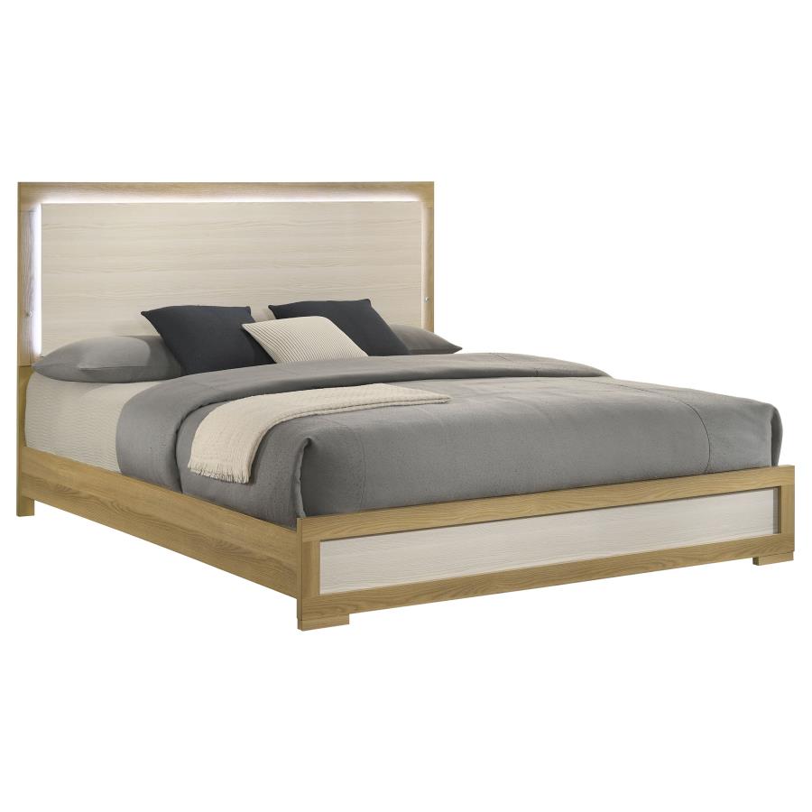 Hyland Eastern King Panel Bed LED Headboard Natural - 215651KE