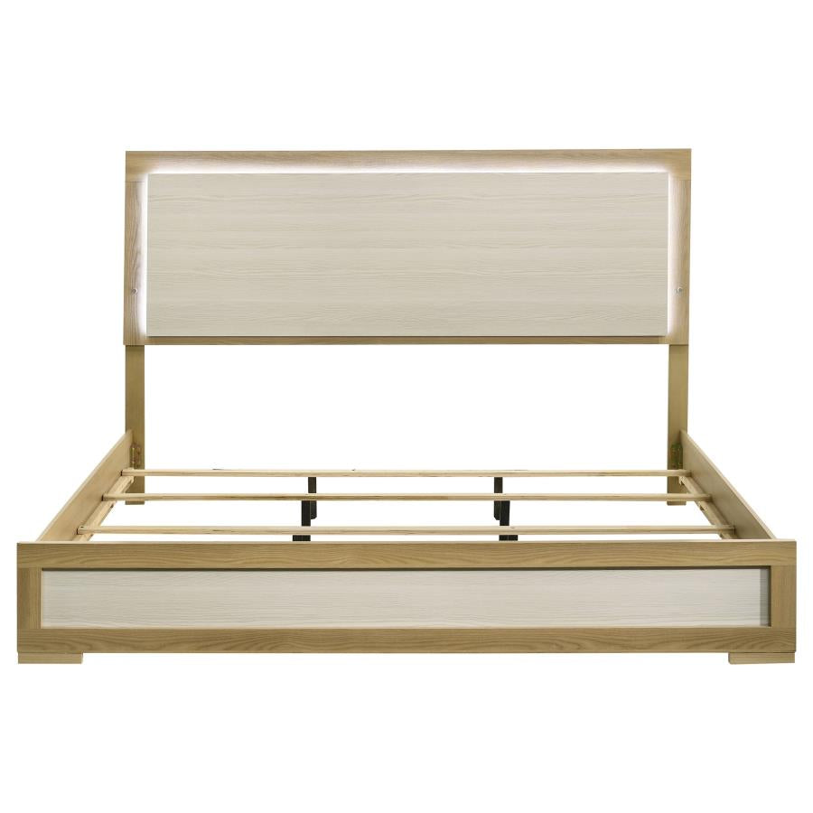 Hyland Eastern King Panel Bed LED Headboard Natural - 215651KE