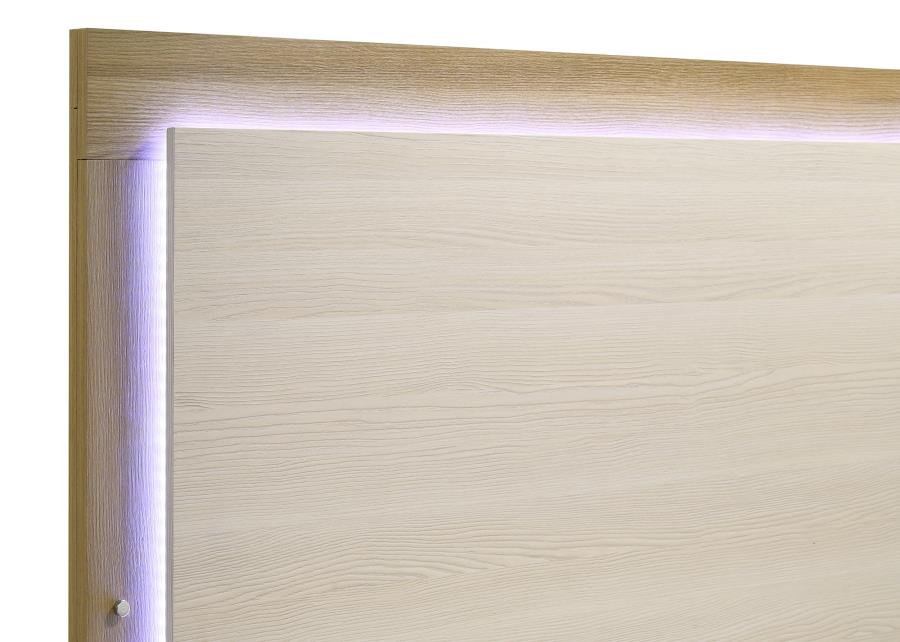 Hyland Eastern King Panel Bed LED Headboard Natural - 215651KE