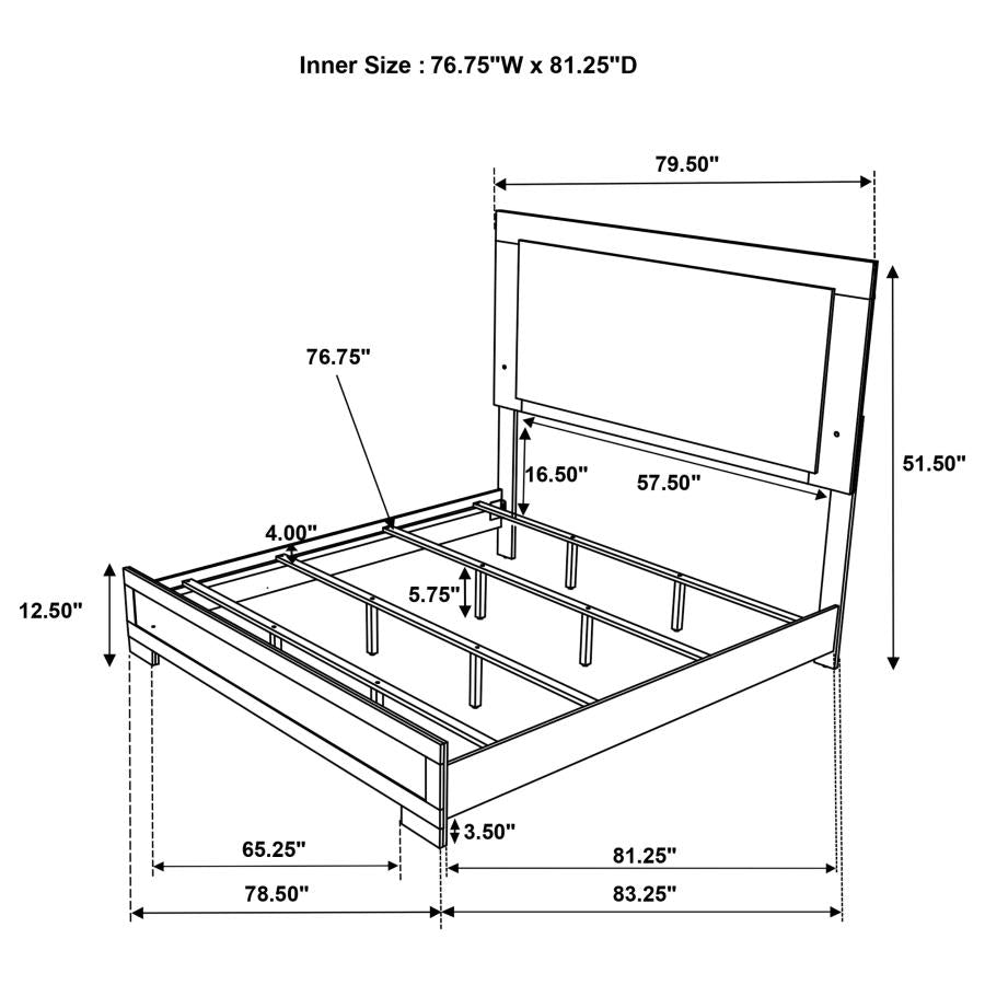 Hyland Eastern King Panel Bed LED Headboard Natural - 215651KE