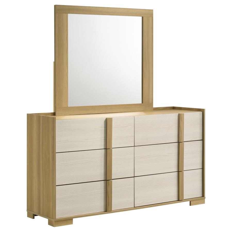 Hyland 6-drawer Dresser with Mirror Natural - 215653M