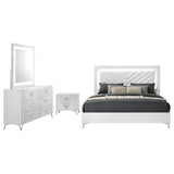 Cassia 4-piece Eastern King LED Bedroom Set White High Gloss - 215791KE-S4