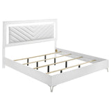 Cassia 4-piece Eastern King LED Bedroom Set White High Gloss - 215791KE-S4