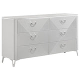 Cassia 4-piece Eastern King LED Bedroom Set White High Gloss - 215791KE-S4