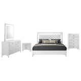 Cassia 5-piece Eastern King LED Bedroom Set White High Gloss - 215791KE-S5
