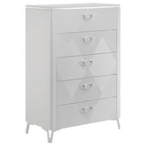 Cassia 5-piece Eastern King LED Bedroom Set White High Gloss - 215791KE-S5