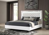 Cassia Eastern King LED Panel Bed White High Gloss - 215791KE