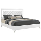 Cassia Eastern King LED Panel Bed White High Gloss - 215791KE