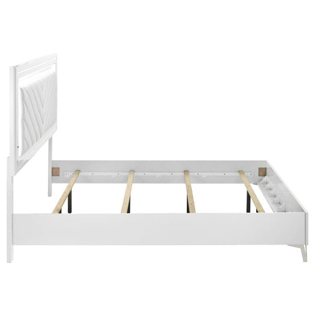 Cassia Eastern King LED Panel Bed White High Gloss - 215791KE