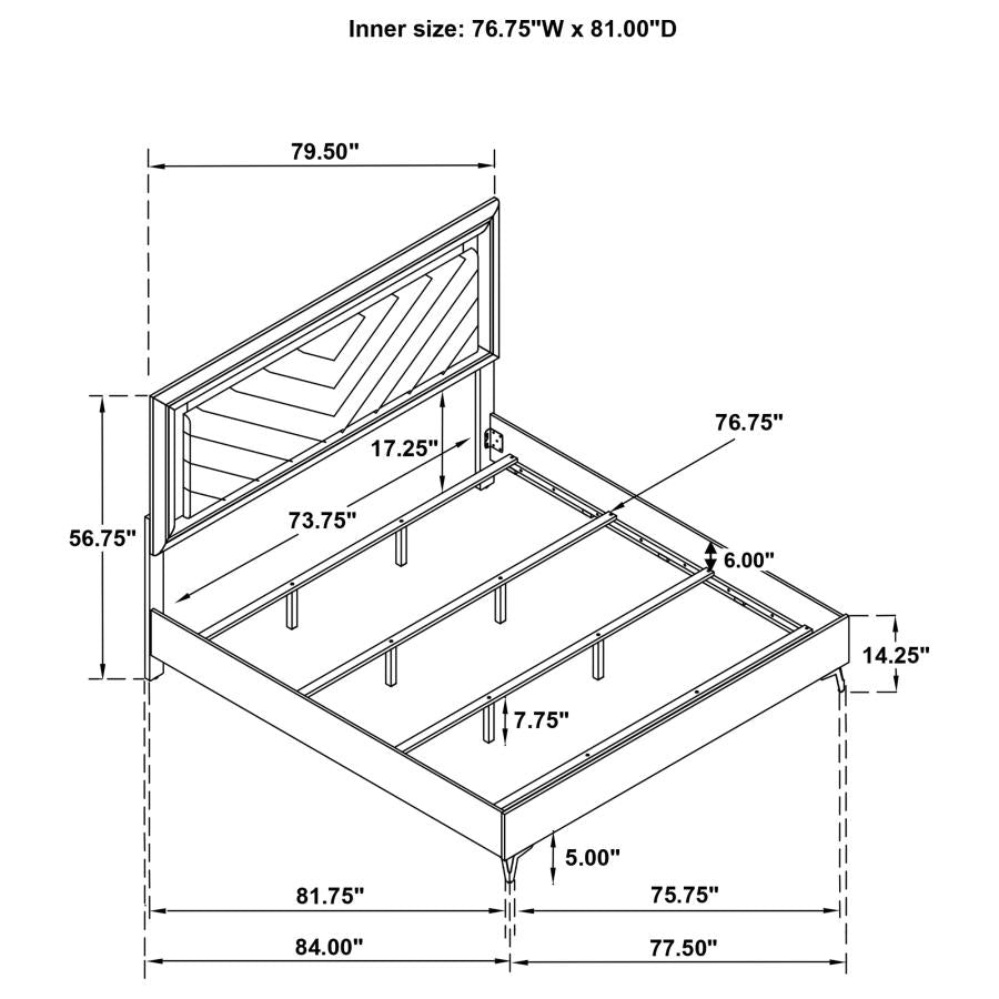 Cassia Eastern King LED Panel Bed White High Gloss - 215791KE