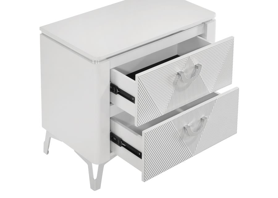Cassia 2-drawer Nightstand Bedside Table White High Gloss - 215792