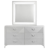 Cassia 6-drawer Dresser Cabinet with Mirror White High Gloss - 215793M