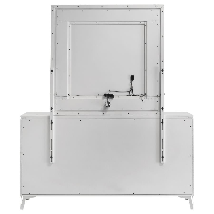 Cassia 6-drawer Dresser Cabinet with Mirror White High Gloss - 215793M