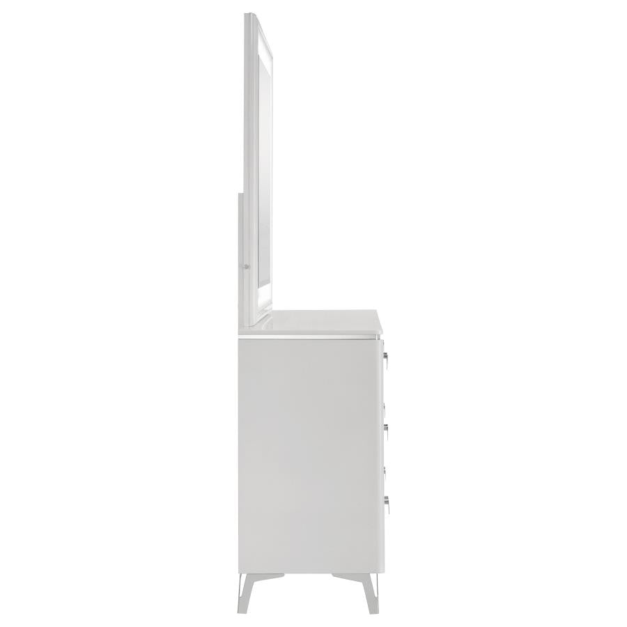 Cassia 6-drawer Dresser Cabinet with Mirror White High Gloss - 215793M
