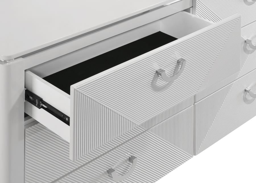 Cassia 6-drawer Bedroom Dresser Cabinet White High Gloss - 215793
