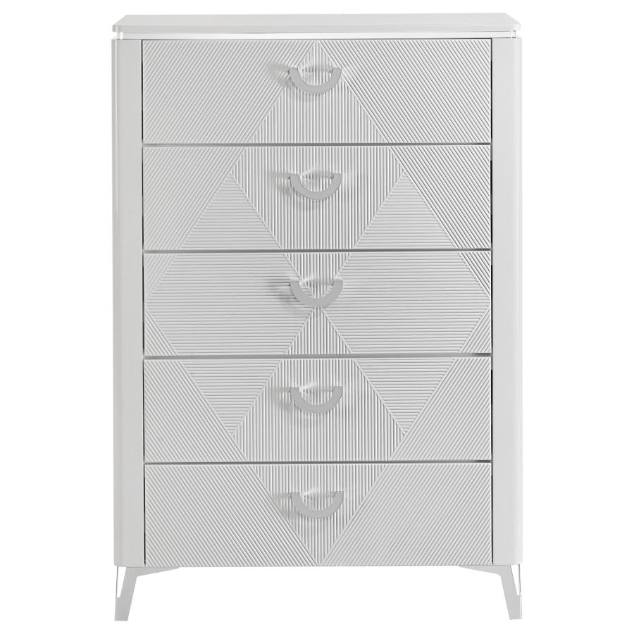 Cassia 5-drawer Bedroom Chest of Drawers White High Gloss - 215795