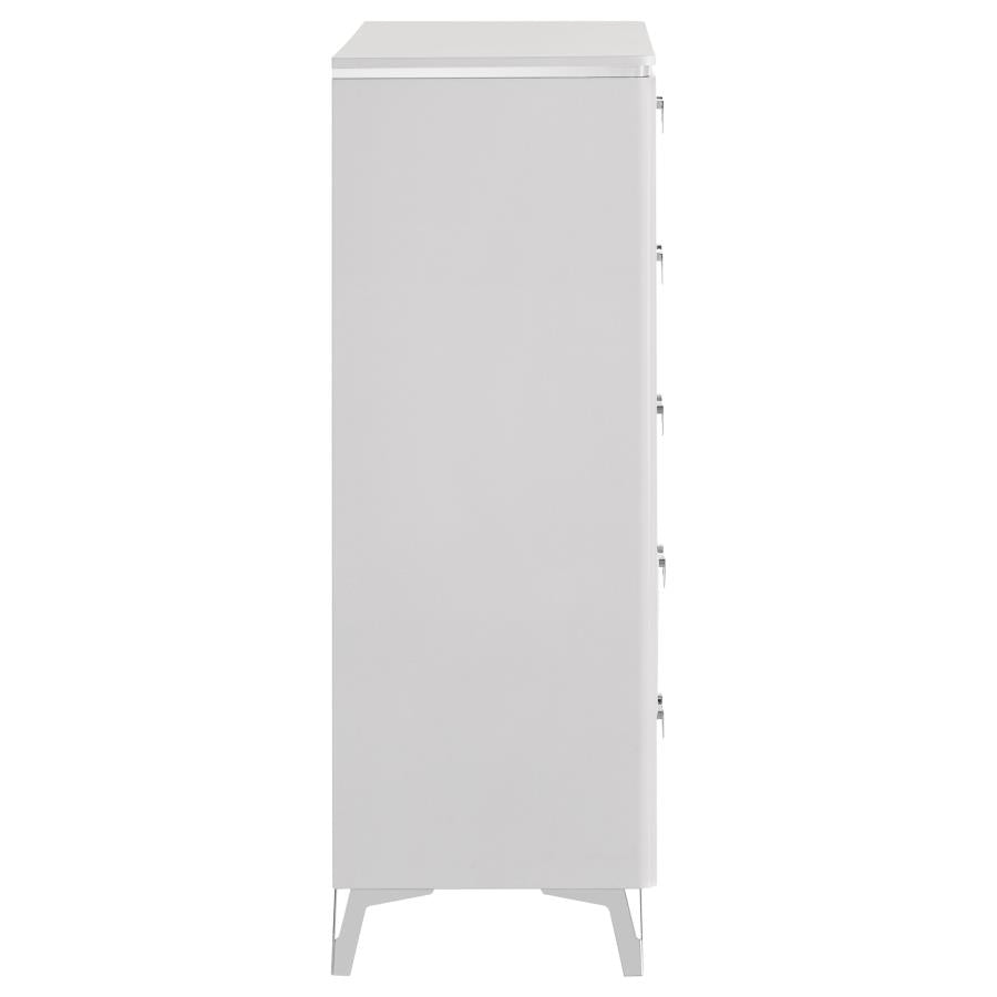 Cassia 5-drawer Bedroom Chest of Drawers White High Gloss - 215795