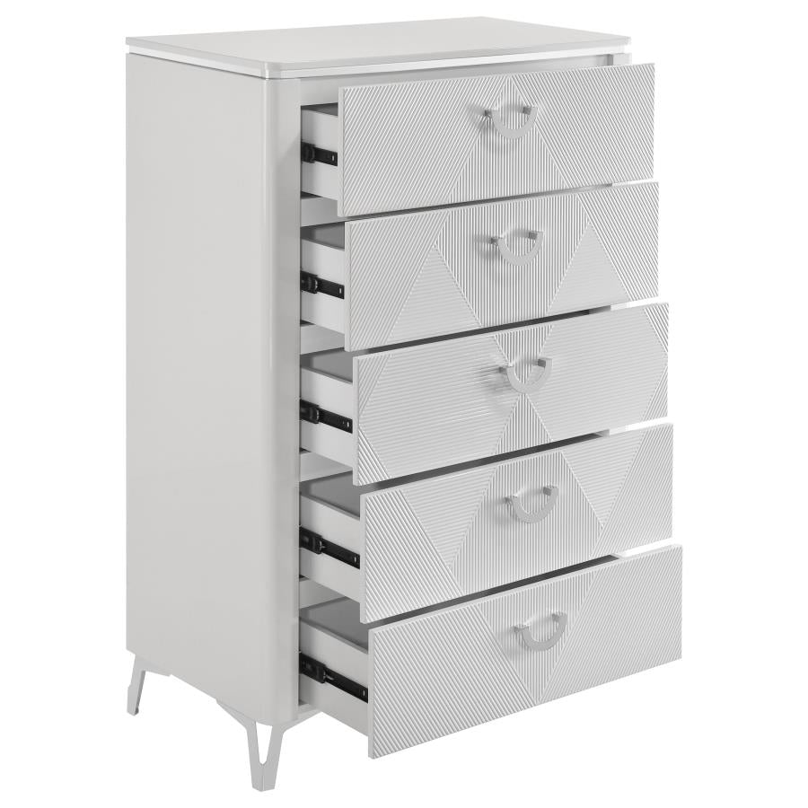 Cassia 5-drawer Bedroom Chest of Drawers White High Gloss - 215795