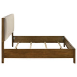 Adderley Eastern King Wood Panel Bed Cream and Warm Brown - 215851KE
