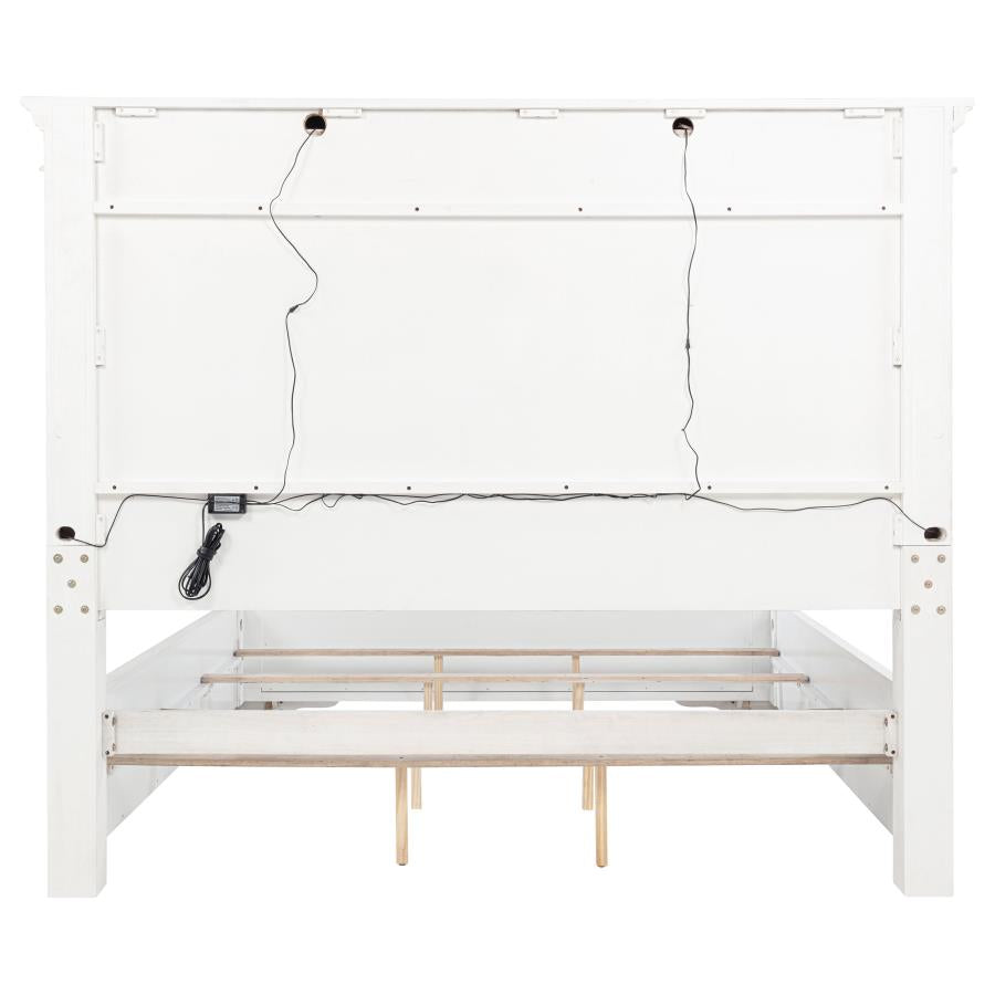 McKinney California King LED Light Panel Bed Vintage White - 215871KW