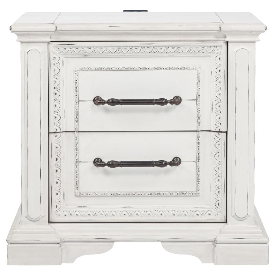 McKinney 2-drawer Nightstand with Dual USB Vintage White - 215872