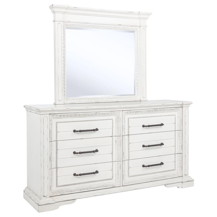 McKinney 6-drawer Bedroom Dresser with Mirror Vintage White - 215873M