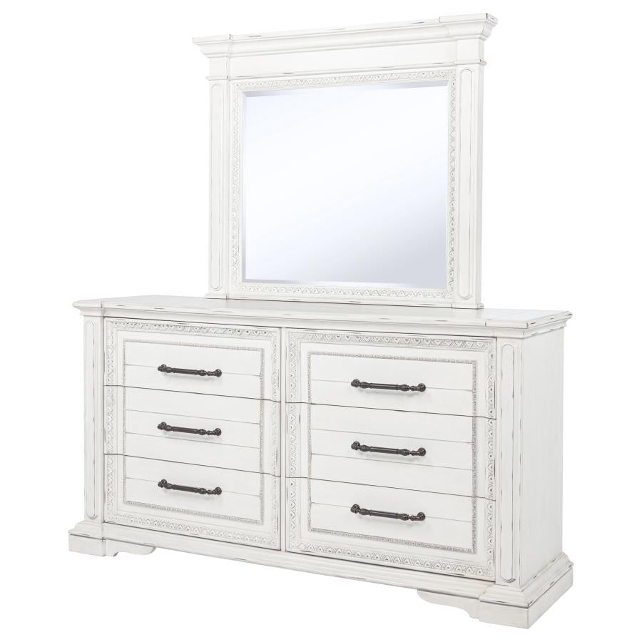 McKinney 6-drawer Bedroom Dresser with Mirror Vintage White - 215873M