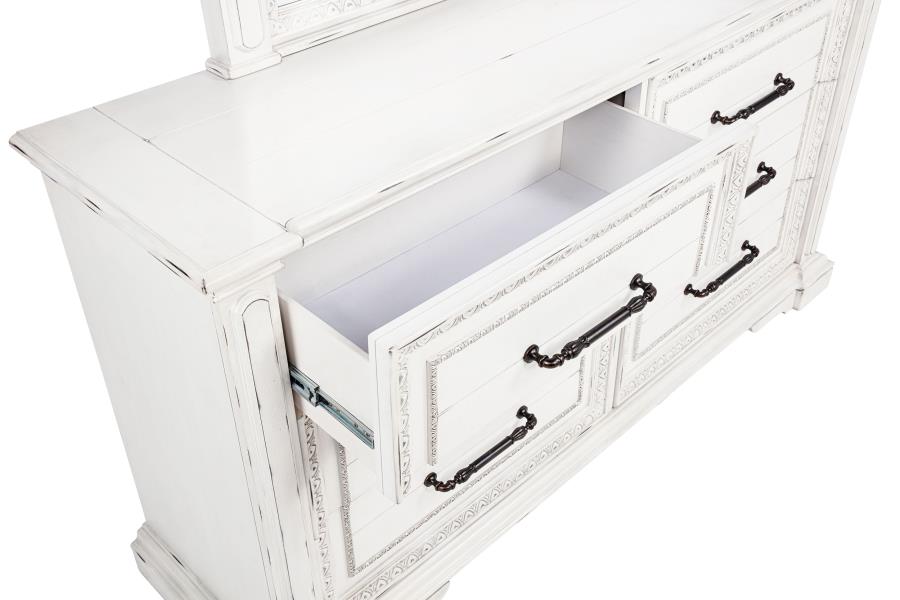McKinney 6-drawer Bedroom Dresser with Mirror Vintage White - 215873M