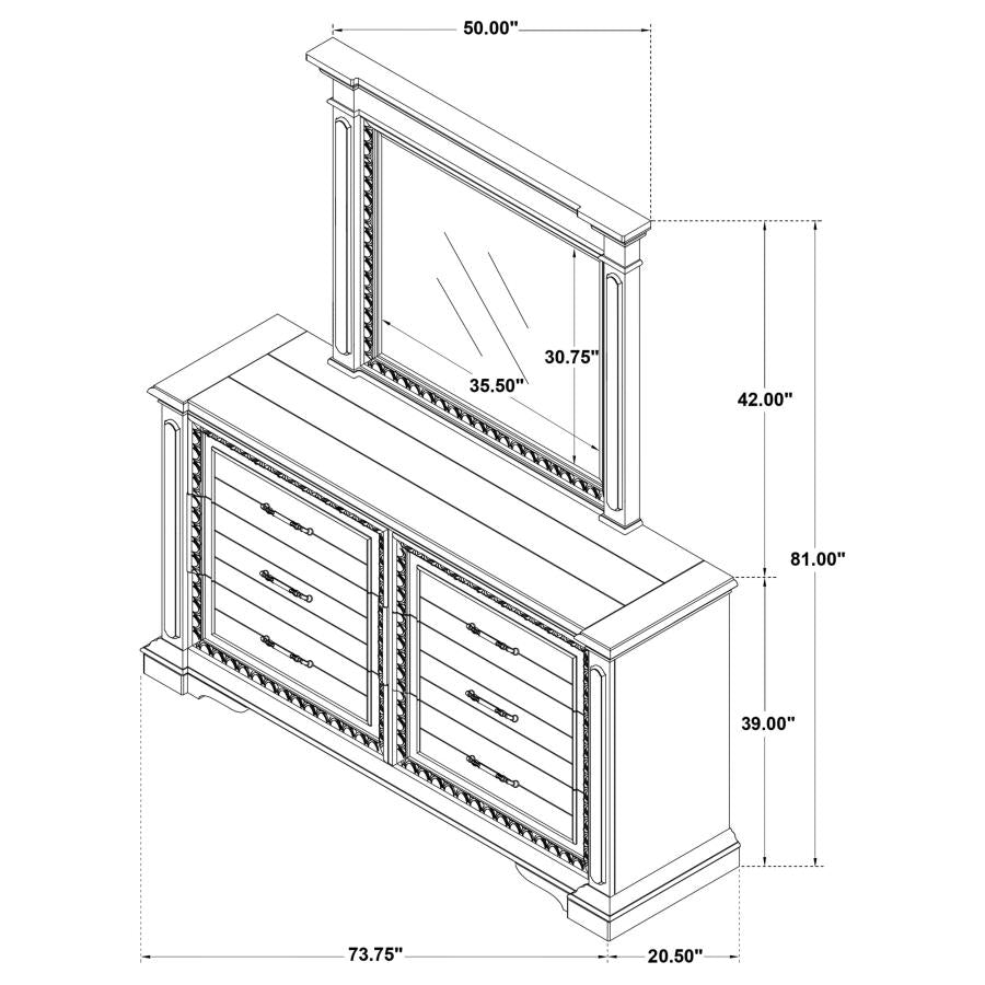 McKinney 6-drawer Bedroom Dresser with Mirror Vintage White - 215873M