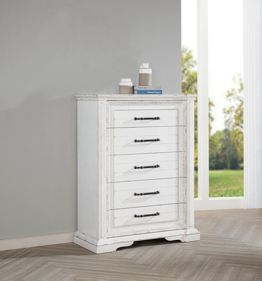 McKinney 5-drawer Bedroom Chest of Drawers Vintage White - 215875