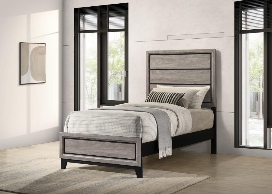 Watson Wood Twin Panel Bed Light Taupe - 215911T