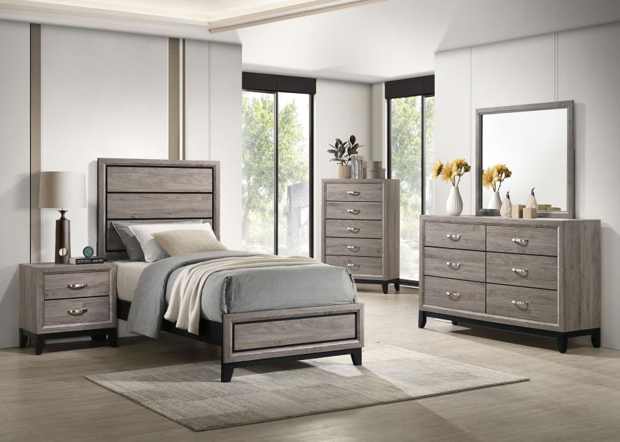 Watson Wood Twin Panel Bed Light Taupe - 215911T