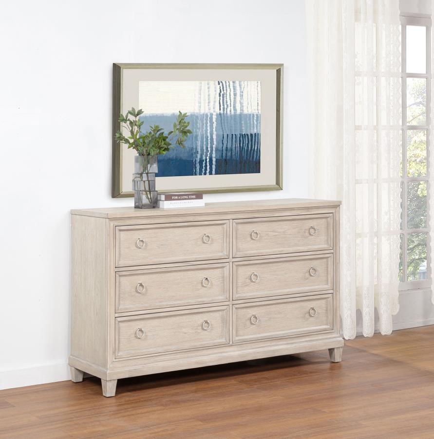 Pembroke 6-drawer Bedroom Dresser Cabinet Washed Oak - 215923
