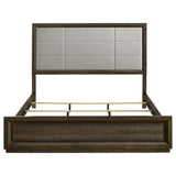 Atlas 63-inch Eastern King Upholstered Panel Bed Grey and Dark Oak - 215971KE