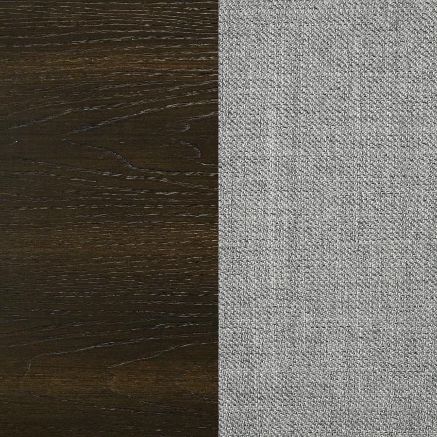 Atlas 63-inch California King Upholstered Panel Bed Grey and Dark Oak - 215971KW