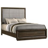 Atlas 63-inch Queen Upholstered Panel Bed Grey and Dark Oak - 215971Q